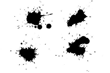 Black blot on a white background. Spots of ink on a piece of paper.の写真素材