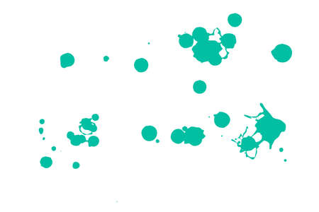 Green blot on a white background. Spots of ink on a piece of paper.の写真素材