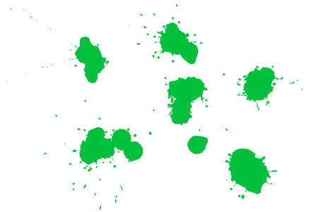 Green blot on a white background. Spots of ink on a piece of paper.の写真素材