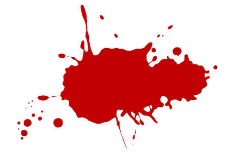 Red blot on a white background. Spots of ink on a piece of paper.の写真素材
