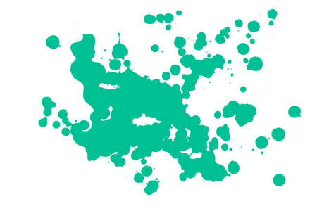 Green blot on a white background. Spots of ink on a piece of paper.の写真素材