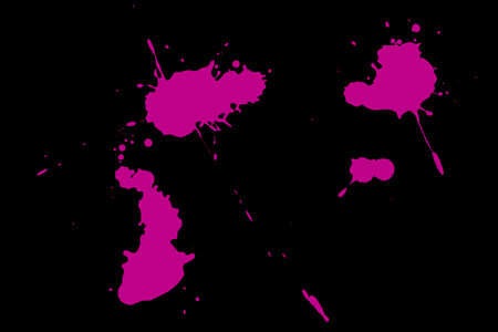 Pink blot on a black background. Spots of paint on a piece of paper.の写真素材