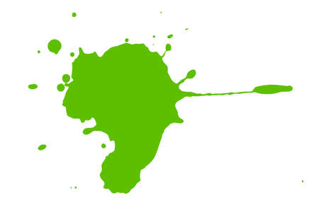 Green blot on a white background. Spots of ink on a piece of paper.の写真素材