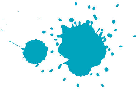Blue blot on a white background. Spots of ink on a piece of paper.の写真素材