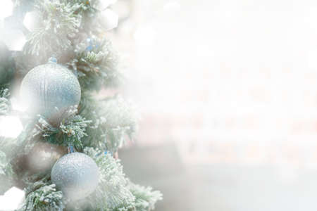 Holiday decorations for the Christmas tree. Blurred holiday background.の写真素材