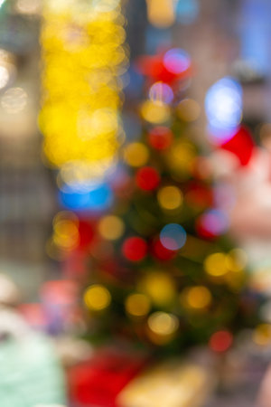 Beautiful bokeh effect. Blurred bright festive Christmas background.の写真素材