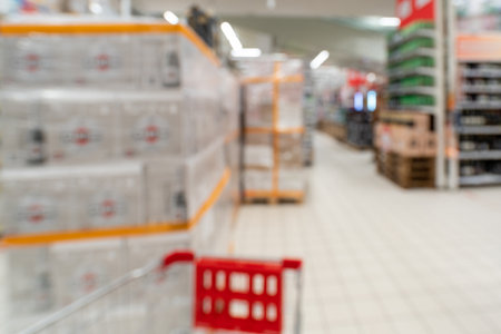 Blurred store interior. Soft focus background for an inscription.の写真素材