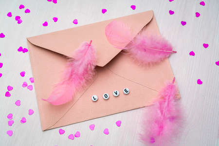 Lettering love. Happy valentine's day greetings.の写真素材