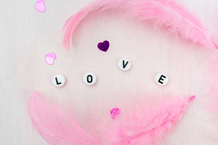 Lettering love. Happy valentine's day greetings.の写真素材
