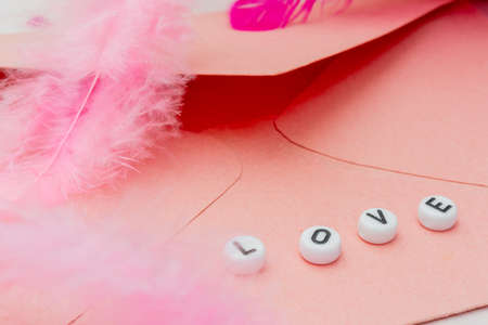 Lettering love. Happy valentine's day greetings.の写真素材