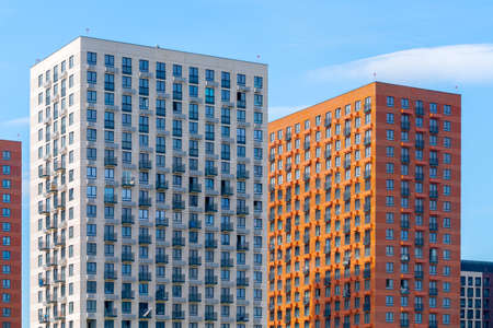 Facade of a modern skyscraper. construction industry. Sale and rental of real estate.の写真素材