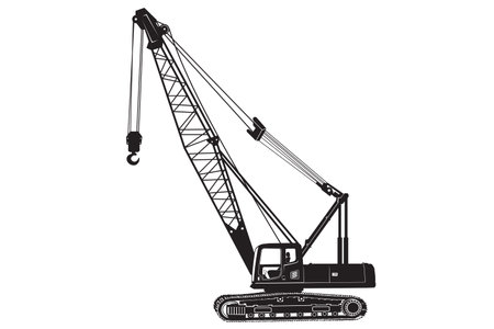 silhouette of mobile crane crawler heavy vehiclesのイラスト素材