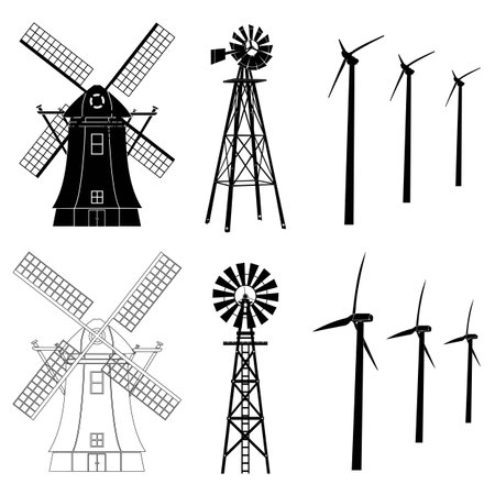 kind of wind turbine silhouetteのイラスト素材