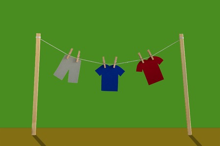 Clothes hanging to dry in a colorful backgroundの写真素材