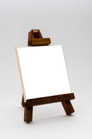 Mini wooden easel clipping path isolated white vector illustration templateの写真素材