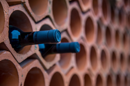 Outdoor Wine Cellar With Two Bottles of Wine