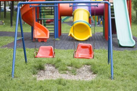 Coloured outdoor playground for kidsの写真素材