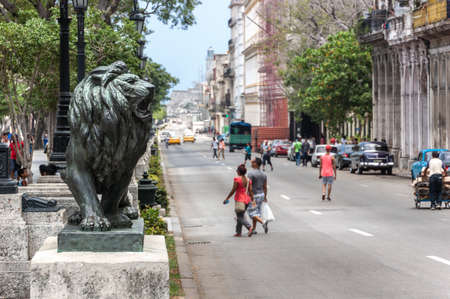 Havana, Cuba, people crossing towards Paseo de Pradoのeditorial素材