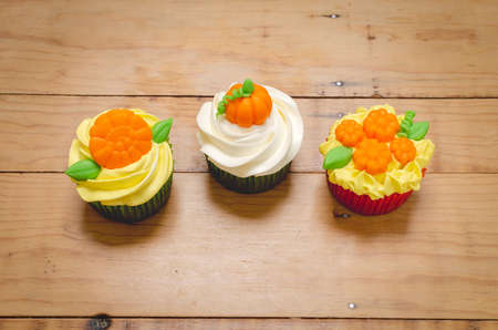 Beautiful very colorful decorated cupcakes to celebrate Halloween.の写真素材
