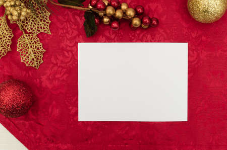 Mockup of Christmas Postcard, 5x7-inch. Gift card mockup, greeting, invitation, commemoration.の写真素材
