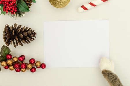 Mockup of Christmas Postcard, 5x7-inch. Gift card mockup, greeting, invitation, commemoration.の写真素材