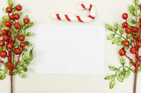 Mockup of Christmas Postcard, 5x7-inch. Gift card mockup, greeting, invitation, commemoration.の写真素材