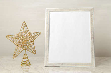 Gift or greeting postcard mockup for Christmas or commemorative moment. Christmas colors, 6x8 inch postcard, editableの写真素材