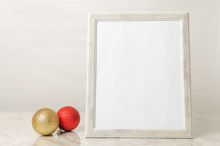 Gift or greeting postcard mockup for Christmas or commemorative moment. Christmas colors, 6x8 inch postcard, editableの写真素材
