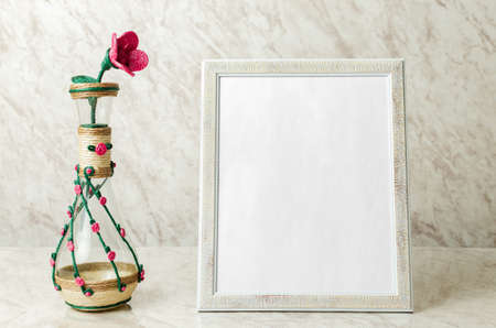 Gift or greeting postcard mockup for Christmas or commemorative moment. Christmas colors, 6x8 inch postcard, editableの写真素材