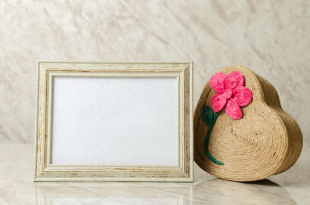 Gift or greeting postcard mockup for Christmas or commemorative moment. Christmas colors, 5x7 inch postcard, editable.の写真素材