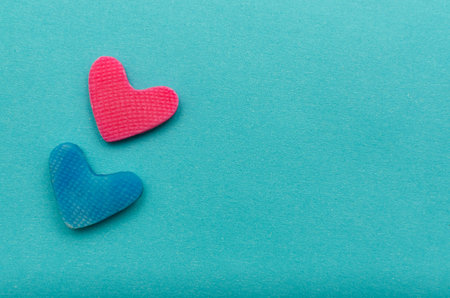 Hearts on blue background. Background for Valentine's Day.の写真素材