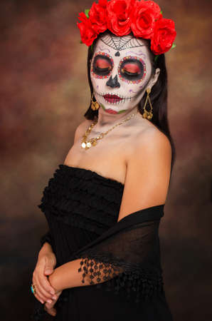 Portrait of Catrina, typical Mexican character representative of the Day of the Dead.の写真素材