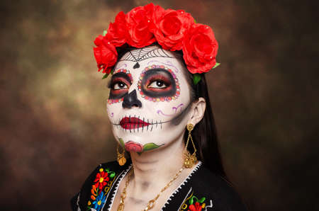 Portrait of Catrina, typical Mexican character representative of the Day of the Dead.の写真素材