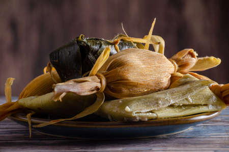 Tamales, typical Mexican food made from corn.の写真素材