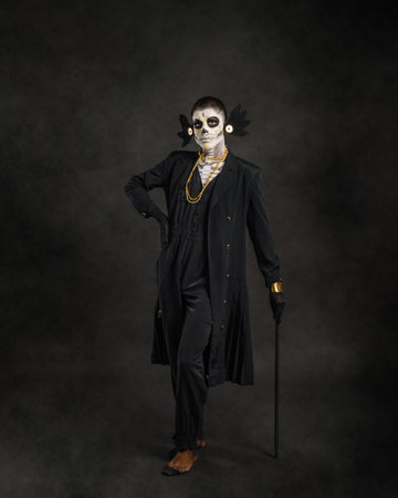 Studio portrait of catrÃ­n. Day of the dead celebration.の写真素材