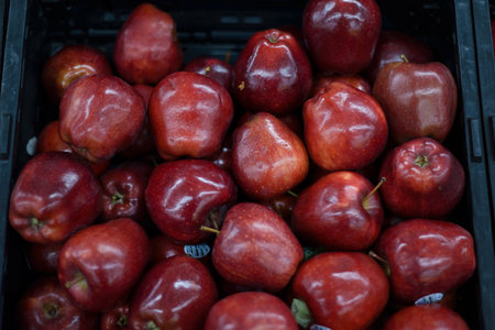 Group of apples in a supermarket.の写真素材