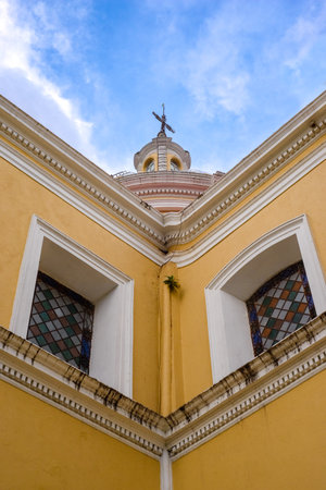 Colima, Mexico; September 11, 2022. Cross and stained glass windows of the Basilica Menor de Colima.のeditorial素材