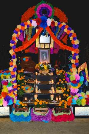 Colima, Colima. Mexico. November 6, 2022. Altar of the dead. Altar competition during the celebration of the Day of the Dead.のeditorial素材