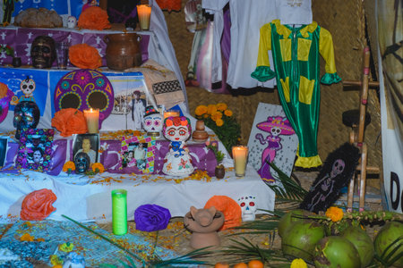 Colima, Colima. Mexico. November 6, 2022. Altar of the dead. Altar competition during the celebration of the Day of the Dead.のeditorial素材