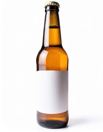 Beer bottle with blank label isolated on white background.の素材