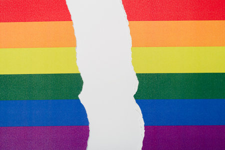 Torn paper flag with blank space for text. LGTBQ flag. Rainbow flag.