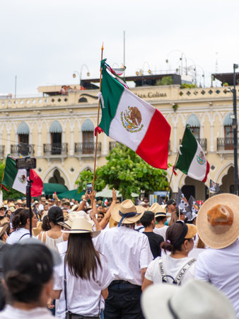 Colima, Colima. Mexico. November 15, 2025. March organized by Generation Z. People protesting against the government in Colima.のeditorial素材