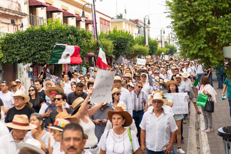 Colima, Colima. Mexico. November 15, 2025. March organized by Generation Z. People protesting against the government in Colima.のeditorial素材