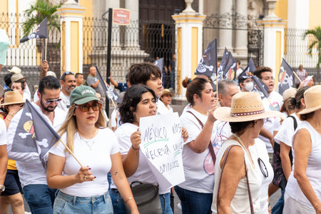Colima, Colima. Mexico. November 15, 2025. March organized by Generation Z. People protesting against the government in Colima.のeditorial素材