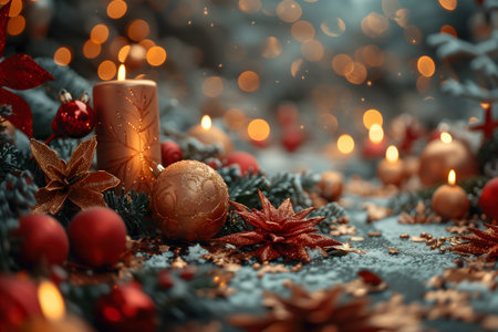 Pine branches and christmas balls. Christmas decoration. Background.の素材