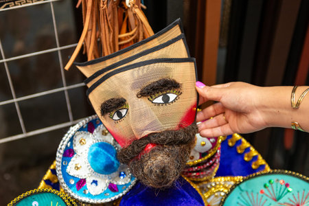 Colorful Handmade Decorative Mask of a Man Face. Chinelo mask.の写真素材