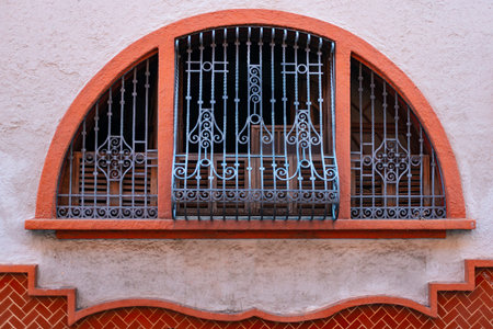 Architectural detail capturing the aesthetic of a Mediterranean building facade.の写真素材