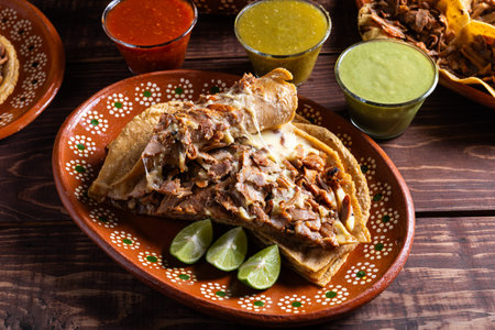Authentic Delicious Gringa Al Pastor. Traditional Mexican Cuisine Presentation