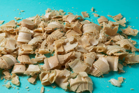 Minimalist Broken Waffle Cone Pieces Crumbles on Light Blue Background Food