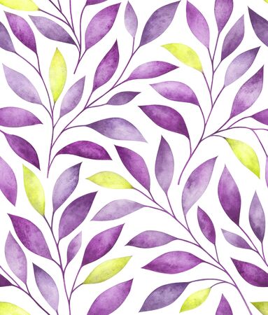 Seamless pattern with stylized tree branches. Watercolor hand drawn illustration.の写真素材